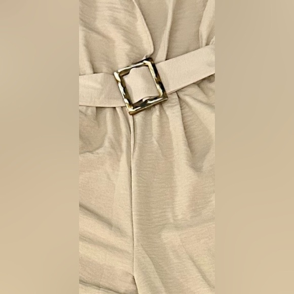 NWT•Montreal Los Angeles•Khaki V Neck Crossover Belted Wide Leg Jumpsuit• XL - Picture 4 of 6